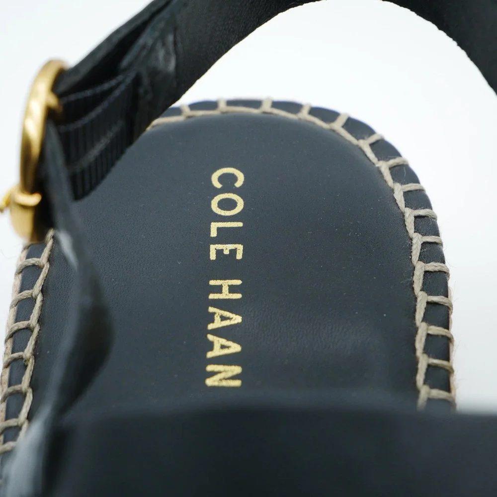 Cole Haan Pinch Maine Classic Black Leather Espadrille Sandals W30288 Women 9.5B